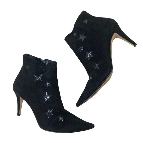 Tamara Mellon ASTRID Ankle Boots Booties LIMITED EDITION Black Suede Stars 9 - Picture 2 of 12